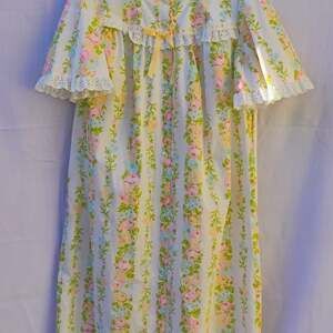 Vintage 70s Sears Floral Nightgown Lace Flutter Sleeve